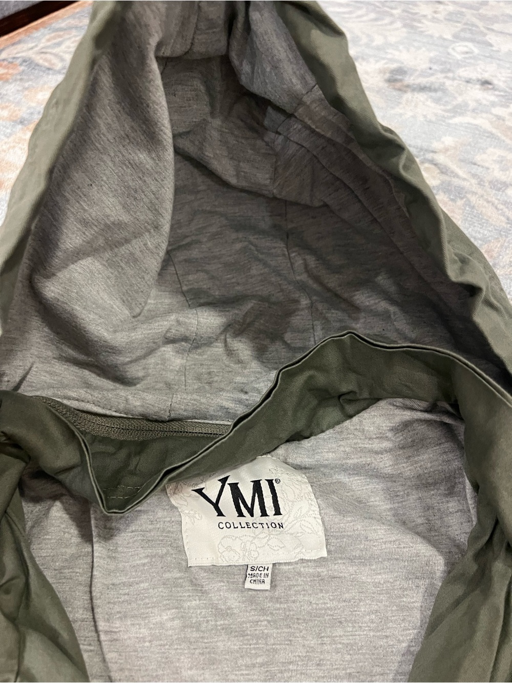 YMI Olive Hooded Utility Vest with Button Accents - Picture 5 of 7